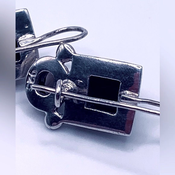 Silpada Vintage Rare Sterling Silver Onyx & Smoky Quartz Locking Wire Earrings - Picture 11 of 14